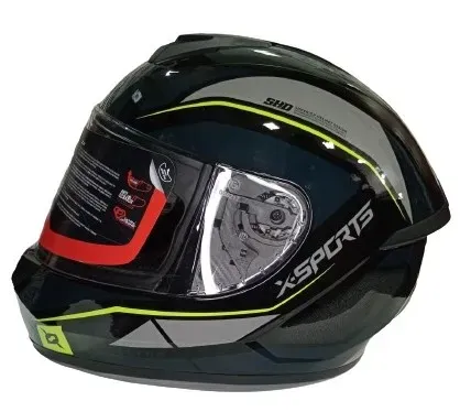 Casco Moto X-SPORTS M63 Broker Talla M Negro Amarillo Brillante Con Visor Transparente