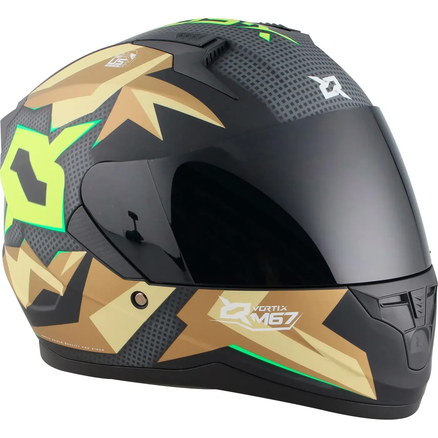 Casco Moto X-SPORTS M67 Claw Talla S Negro Dorado Mate Con Visor Transparente