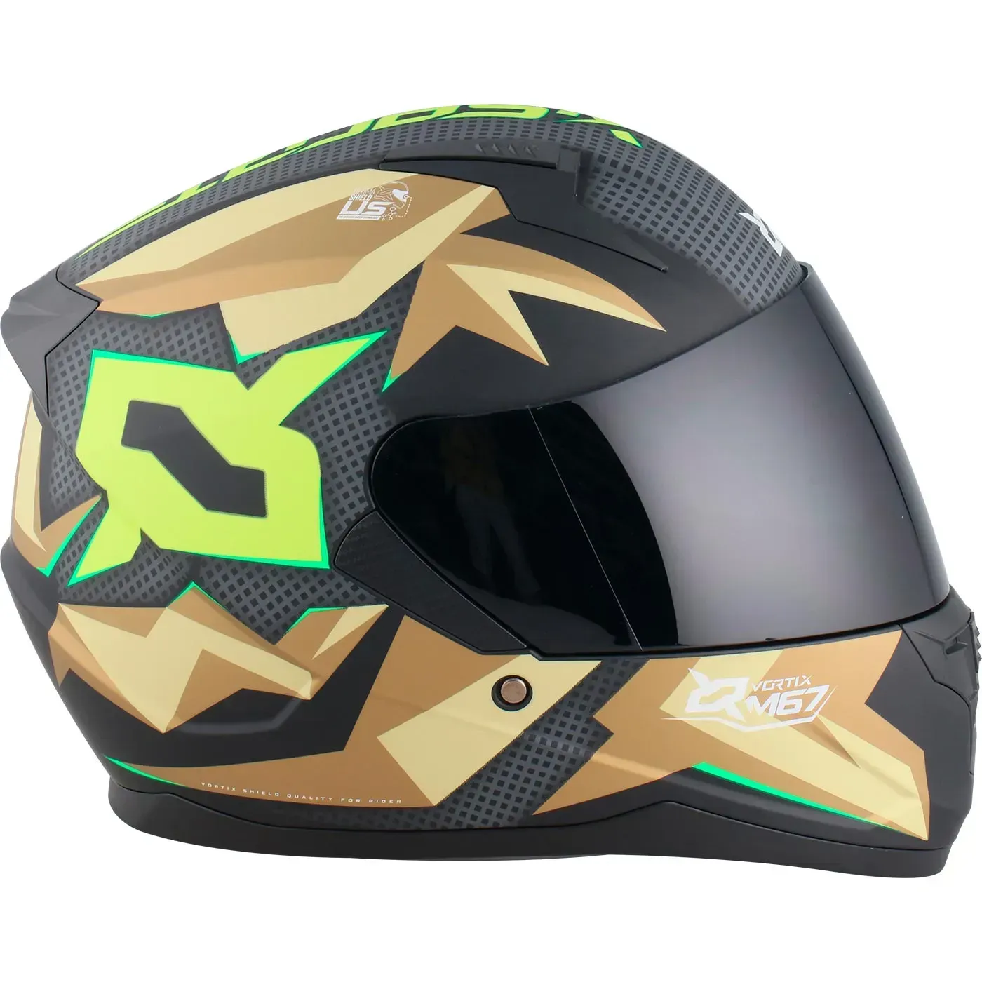 Casco Moto X-SPORTS M67 Claw Talla S Negro Dorado Mate Con Visor Transparente