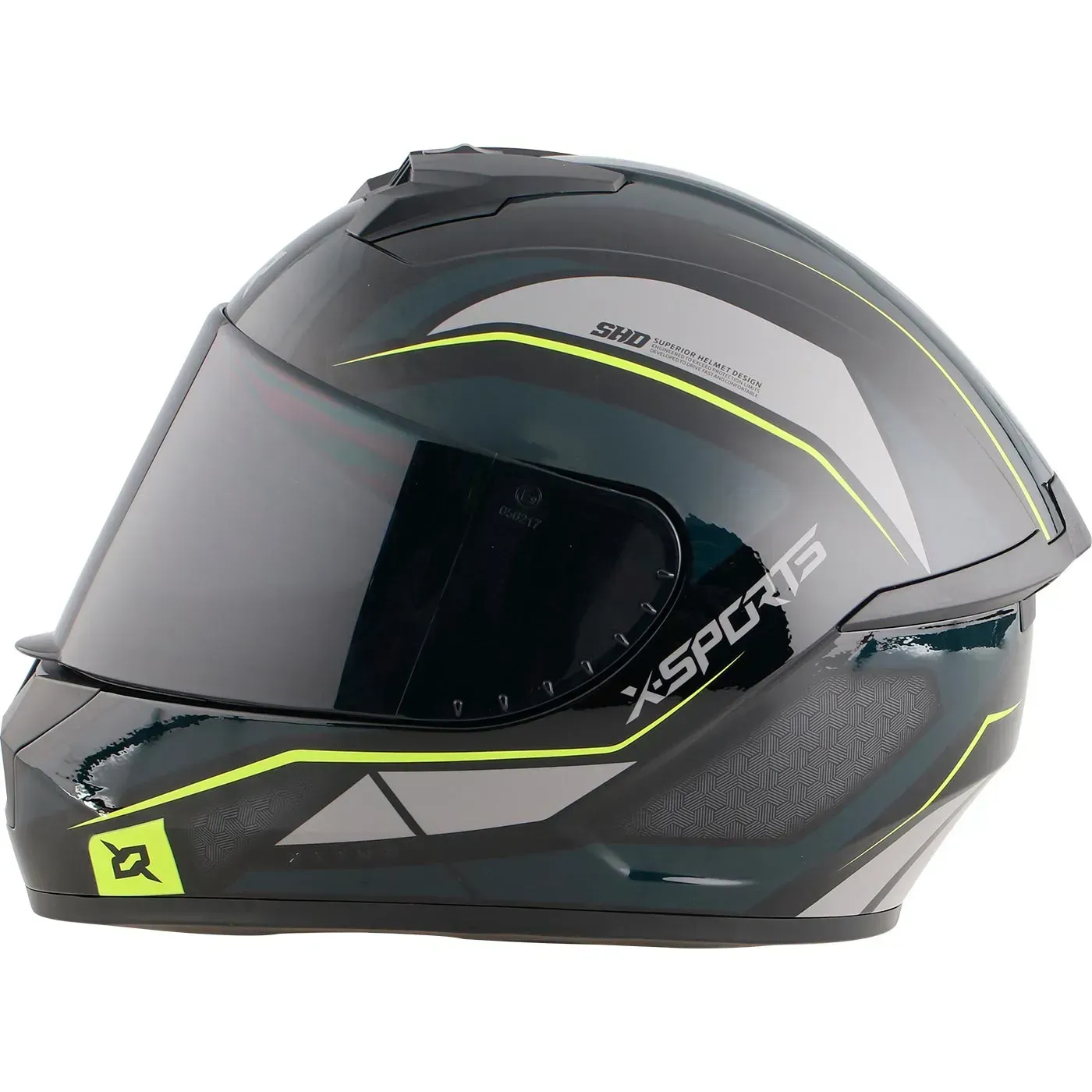 Casco Moto X-SPORTS M63 Broker Talla M Negro Amarillo Brillante Con Visor Transparente