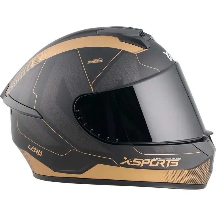 Casco Moto X-SPORTS M63 Lord Talla M Negro Oro Mate Con Visor Trasparente