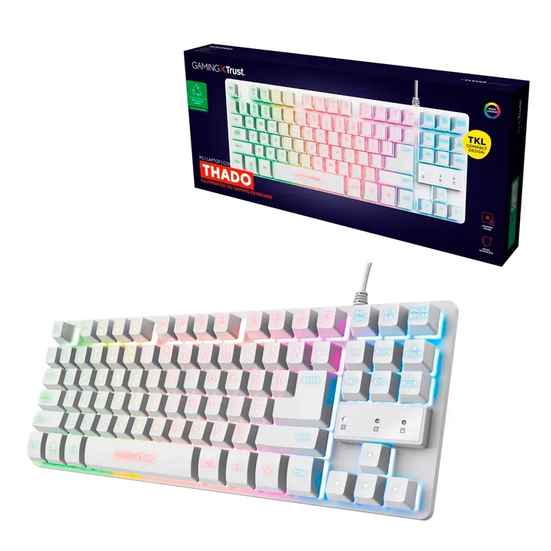 Teclado Trust Gxt 833w Thado Gamer Metalico Blanco