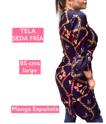 Kimono Seda Fría Azul 