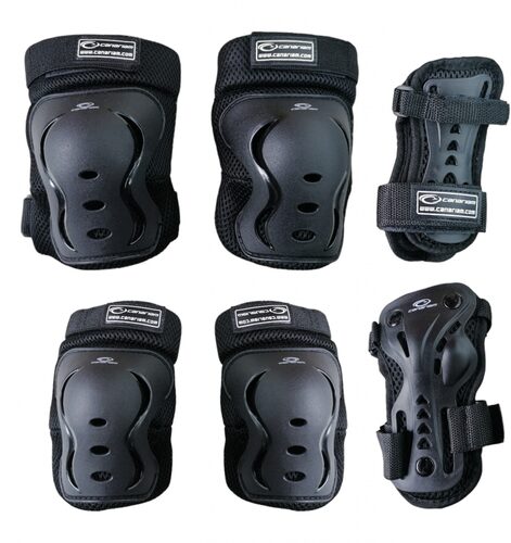 Combo Protecciones Patinaje Casco Rodilleras Coderas Guantes Ajustables Rojo