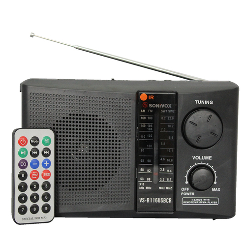 Radio Parlante Portatil Recargable AM FM SW Con Control Remoto