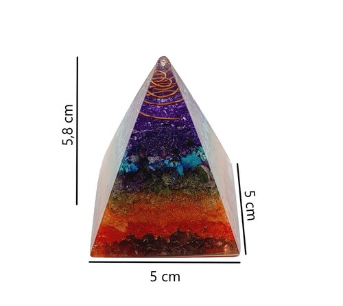 Pirámide 7 Chakras Piedra Natural Resina OM
