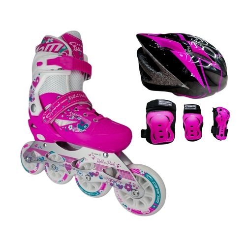 patines-linea-semiprofesionales-con-casco-rodilleras-coderas-guantes-canariam-roller-pink-fucsia