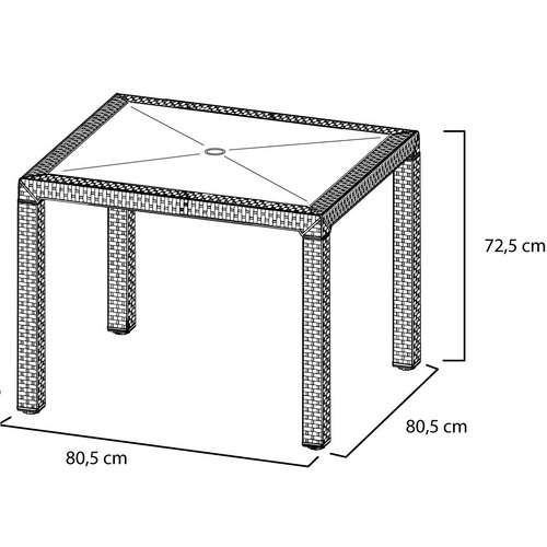 Mesa Plastica Cuadrada Resistente Con Tapon Para Parasol