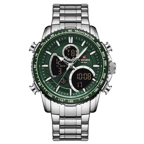 Reloj Naviforce Original Nf9182 Plateado Verde