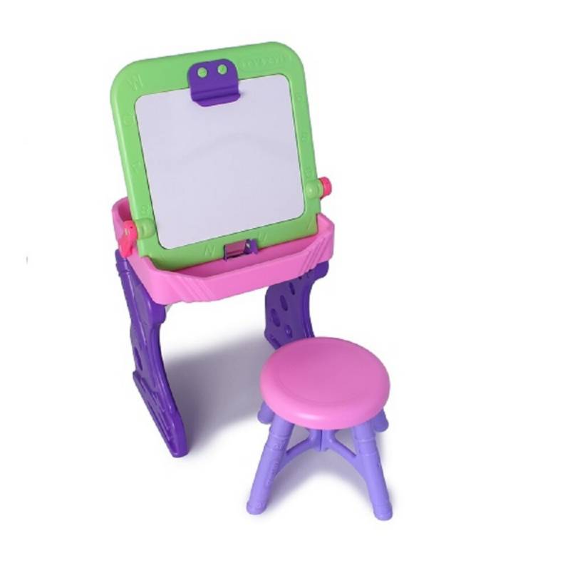 Mesa Escritorio Pupitre Tablero Infantil Silla Juguete rosa