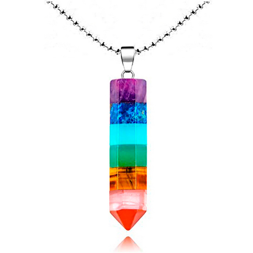 Collar Péndulo Cuarzo 7 Chakras Mediano