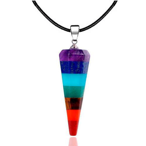 Collar Péndulo Cuarzo 7 Chakras Triangulo