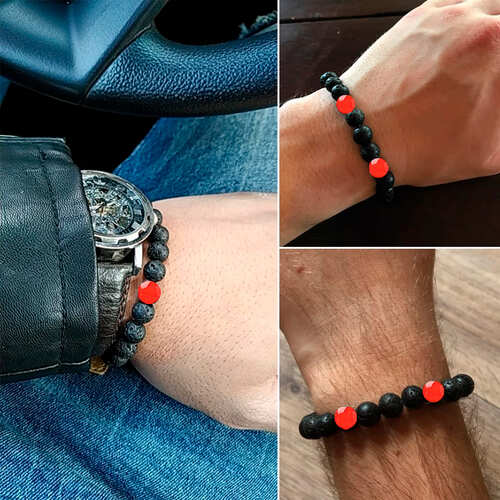 Pulsera Piedra Volcánica - Cornalina Unisex