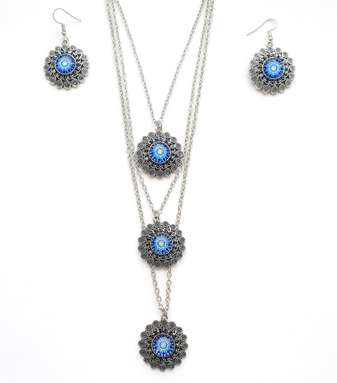 Collar Y Aretes Mandalas + Estuche