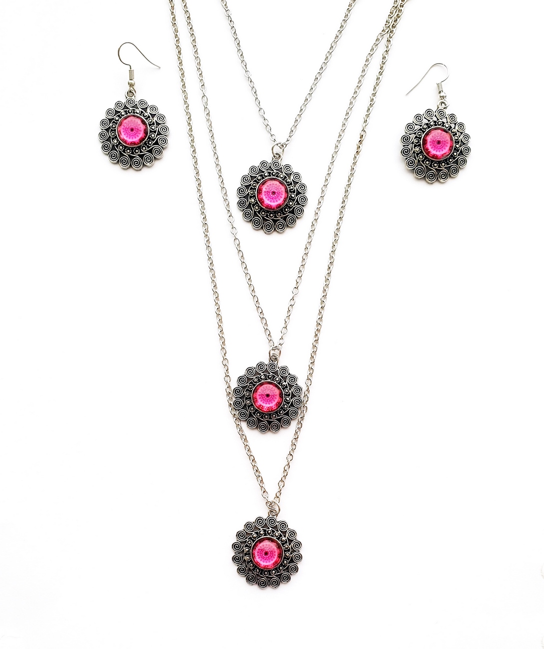 Collar Y Aretes Mandalas + Estuche