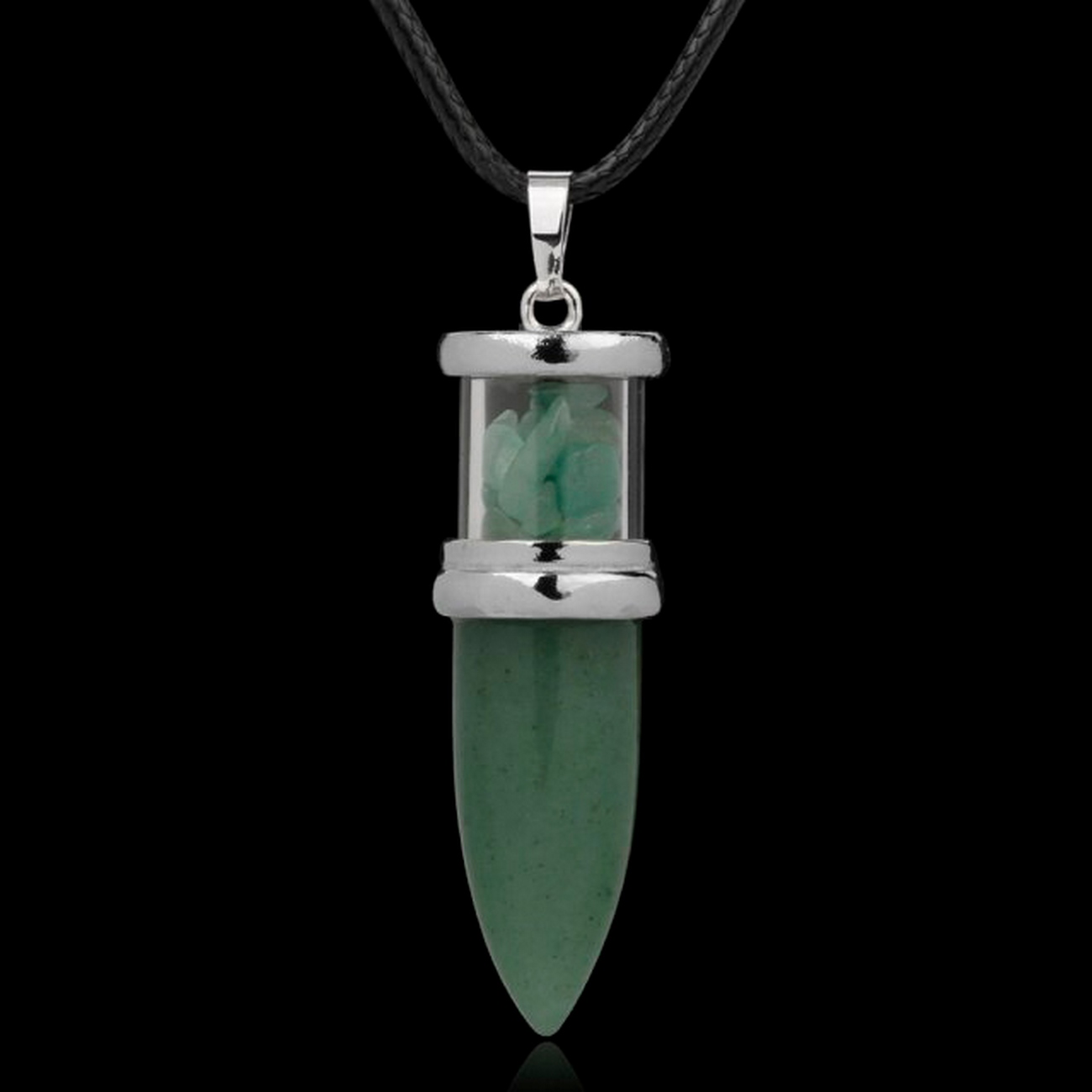 Collar Cuarzo Jade Pendulo Bala Piedra Natural + Estuche