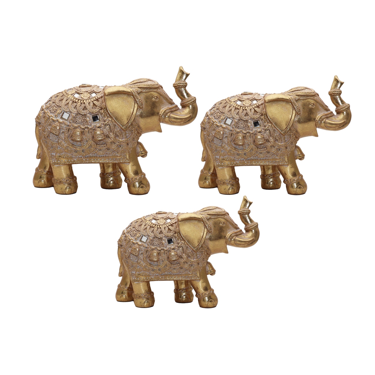 Elefante Dorado X 3 Decoración