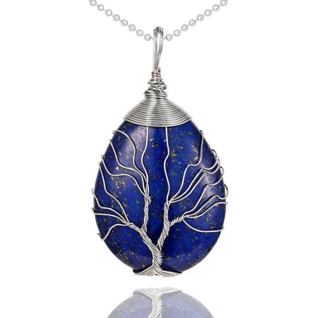 Collar Árbol De La Vida Cuarzo Lapislazuli + Estuche