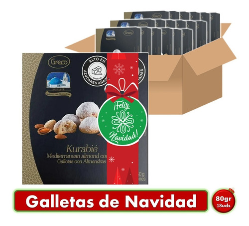 Greco Galletas Navideñas Con Almendras Kurabie 80gr X18 Uds