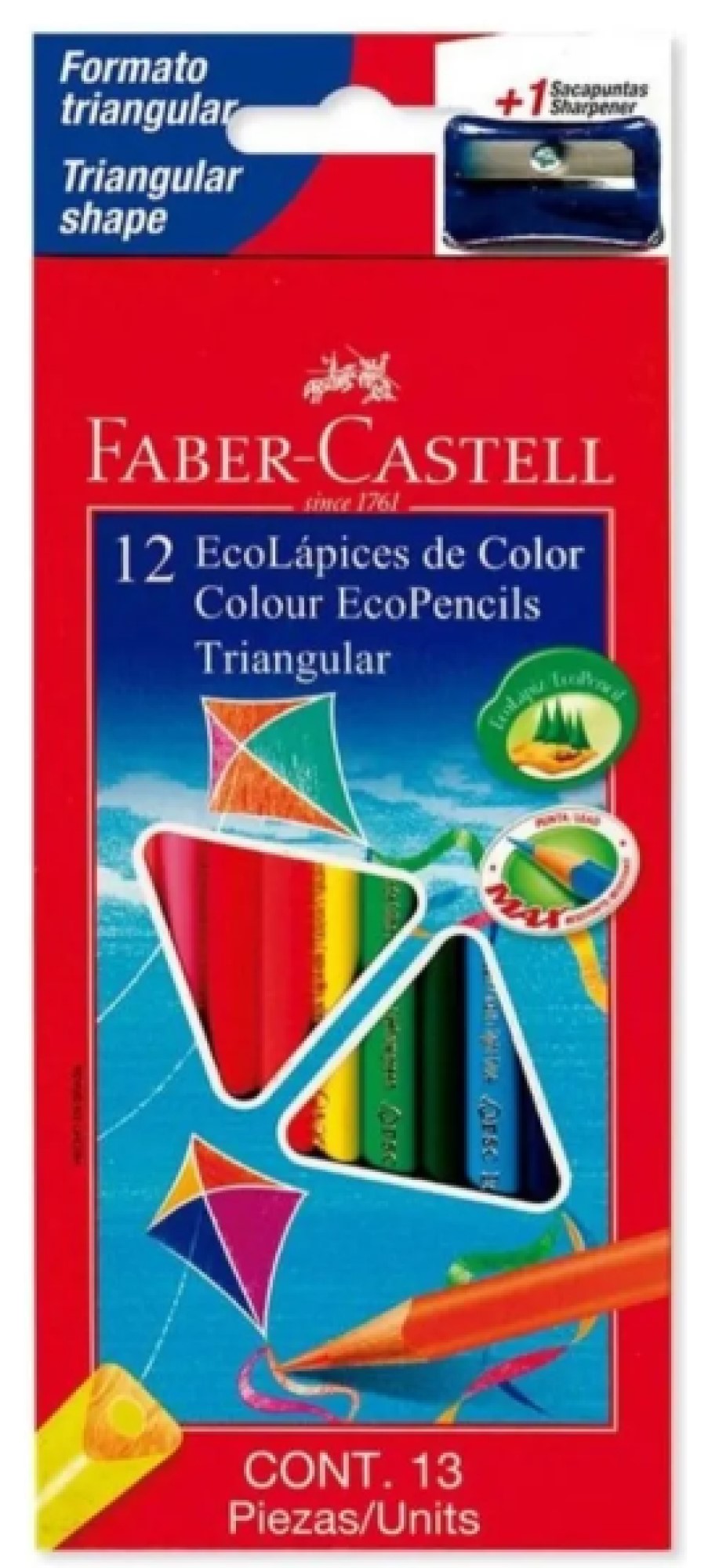 Colores  TRIANG. LARGOS X 12 + SACAPUNTAS FABER CASTELL
