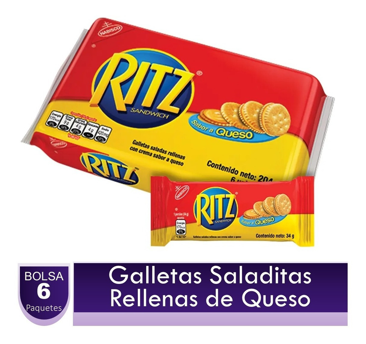 Ritz Galletas Saladas Rellenas De Crema Sabor A Queso