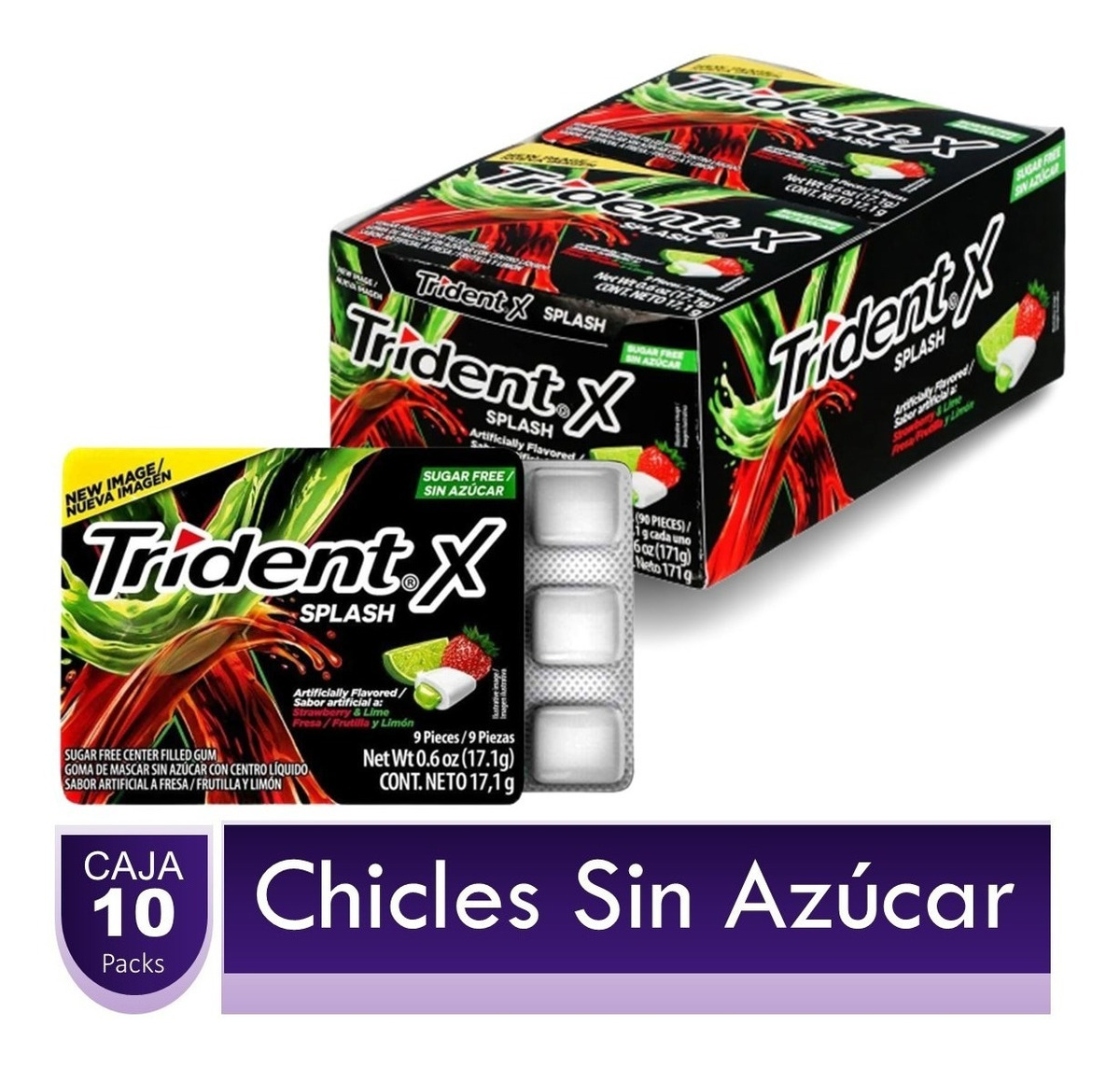 Chicles Trident X Splash Fresa Y Limón Display X10 Uds.