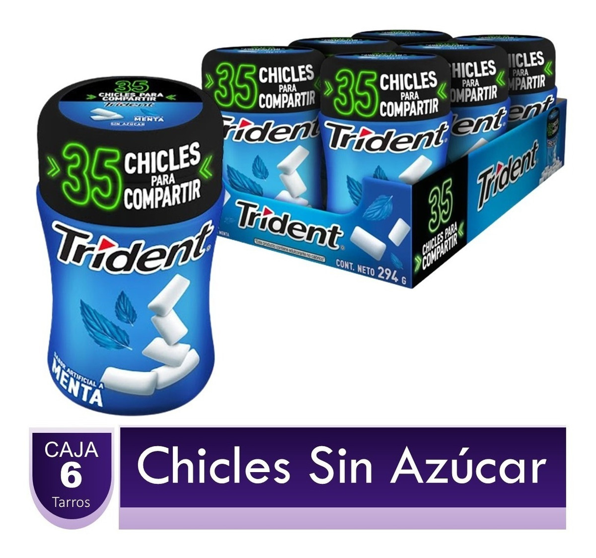 Chicles Trident Botella Menta x 6 Tarros