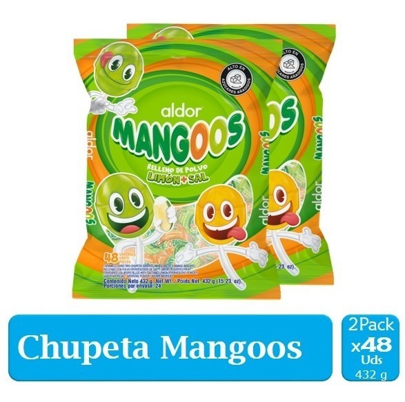 Chupete Mangoos Sal y Limón 2 Paquetes X 48 Uds
