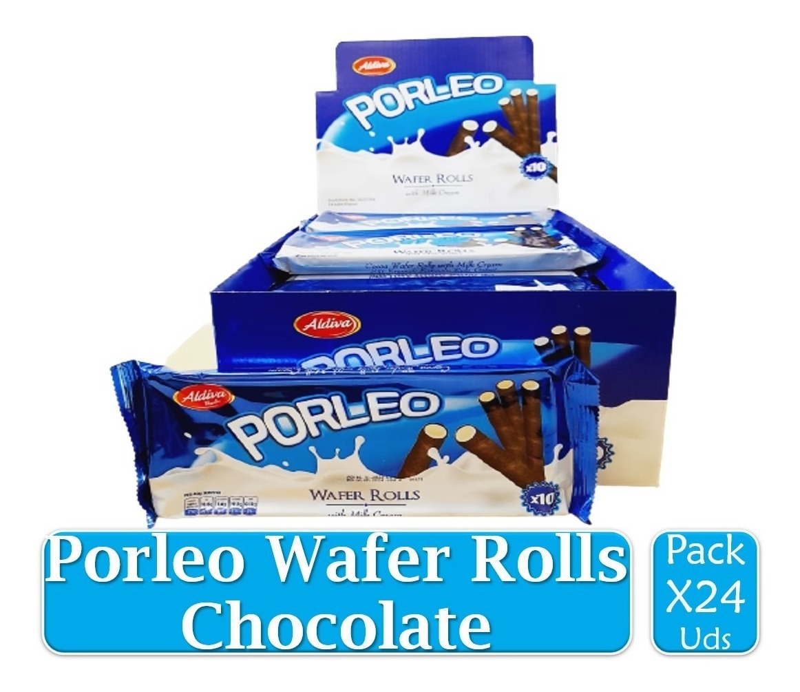 Porleo Wafer Rolls Barquillo de Chocolate X 24 Uds