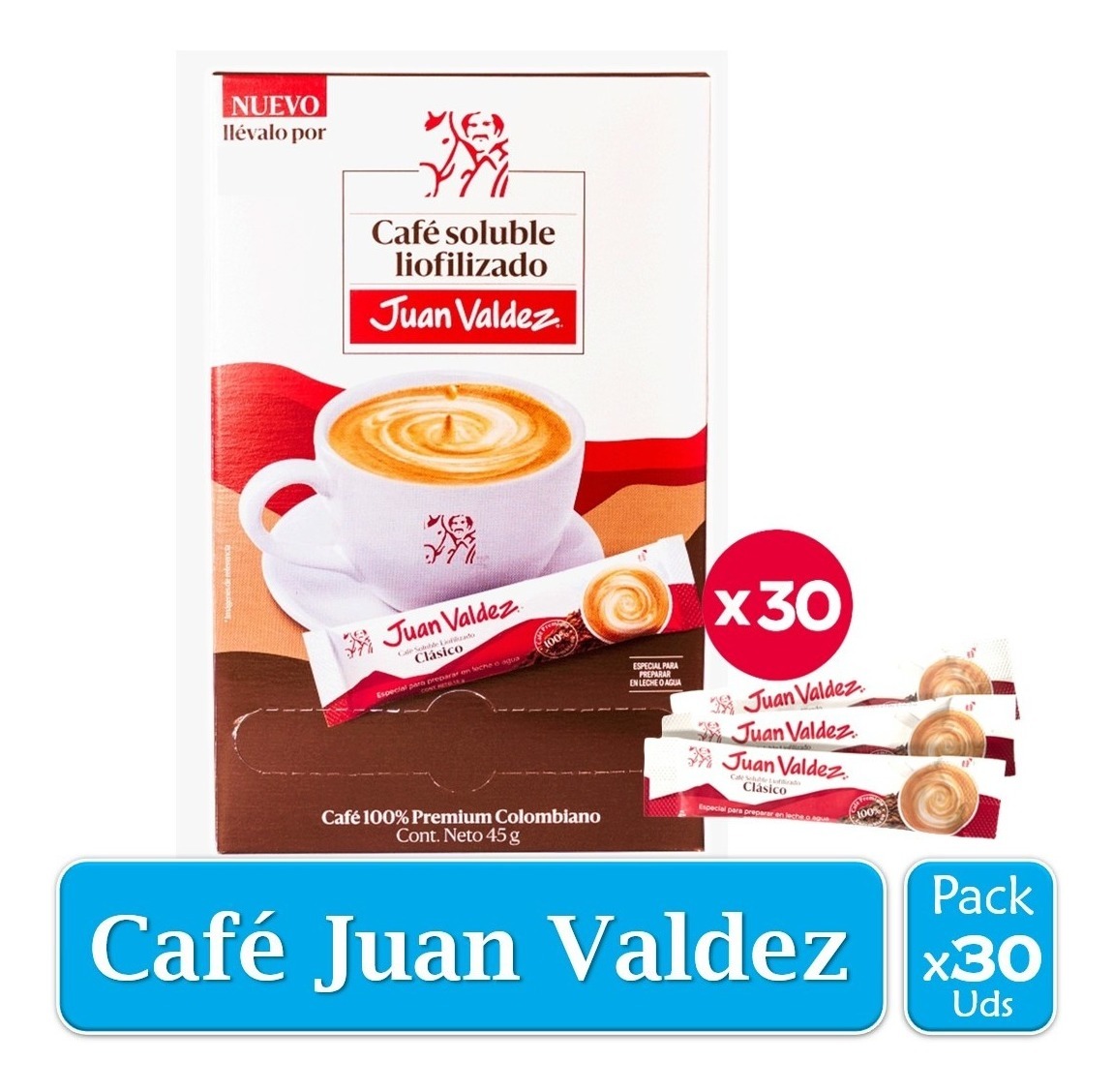 Café Soluble Liofilizado Clasico Juan Valdez X 30 uds