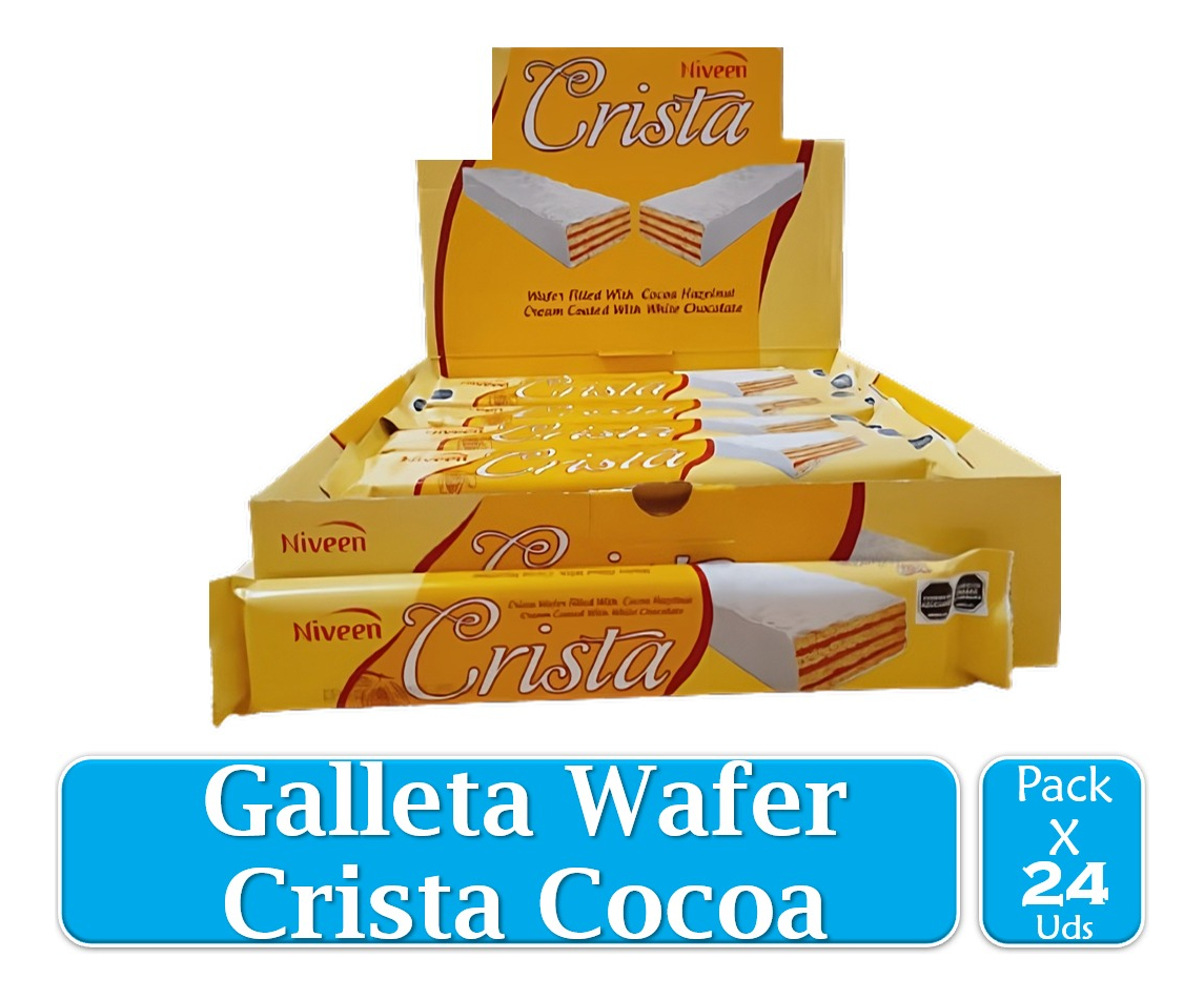 Galleta Wafer Crista Cocoa Chocolate Blanco 65 g X 24 Uds