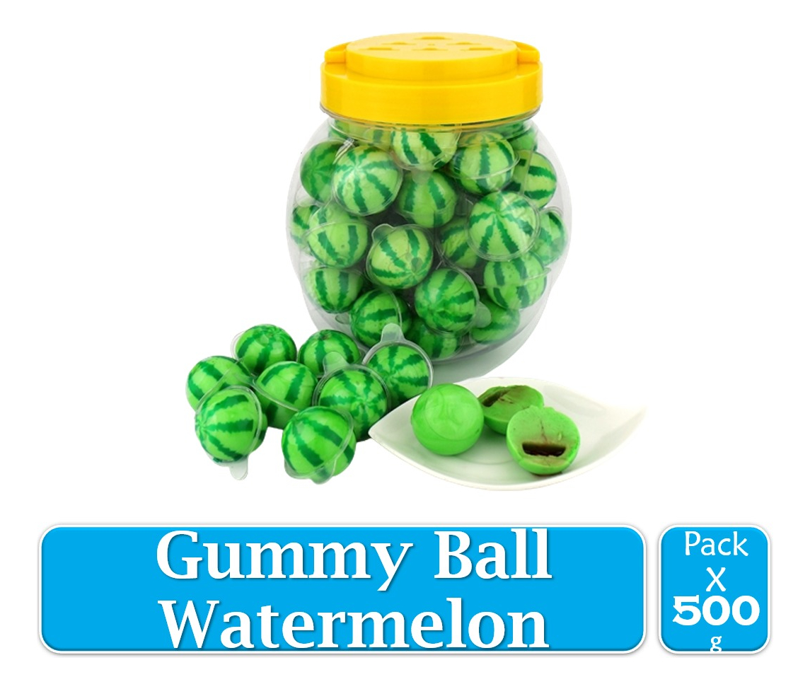 Goma Gummy Ball Watermelon Con Relleno 500 g X 50 uds