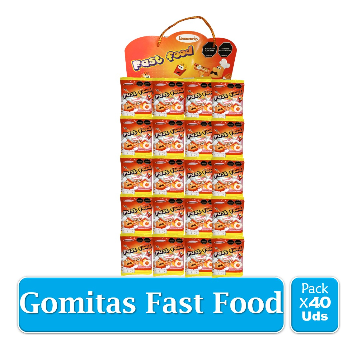 Dulces Gomitas Comida Rapida Hot Dog Papitas Sandwich X 40 U