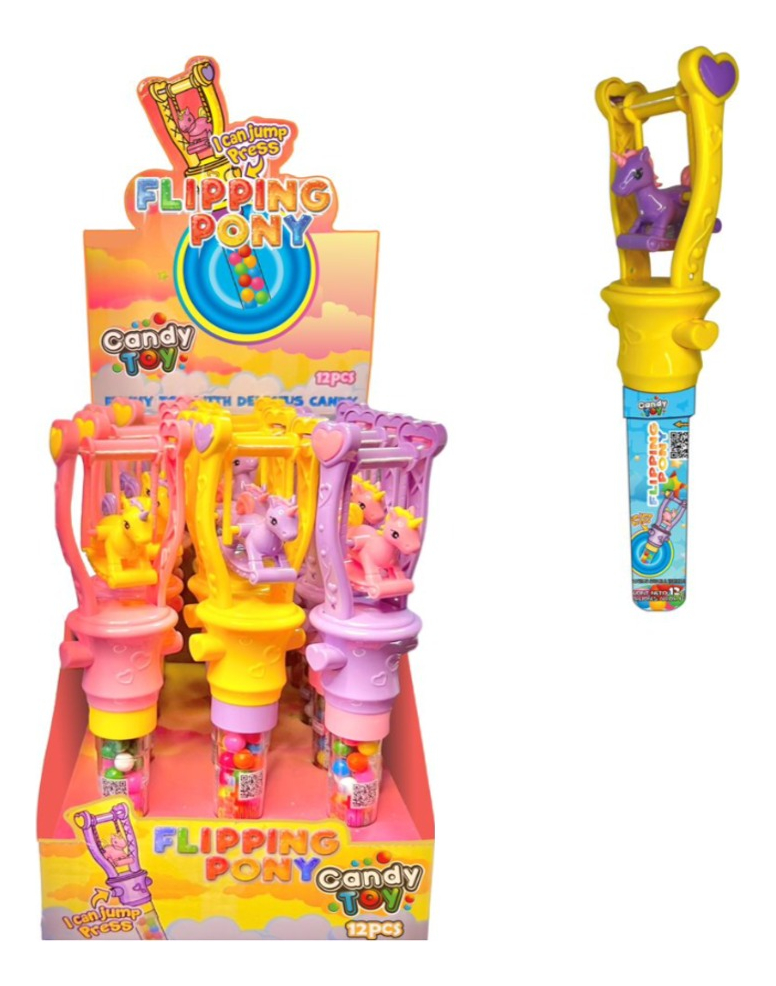 Dulce Candy Toy Jump Press Flipping Carrusel Pony X 12 Uds