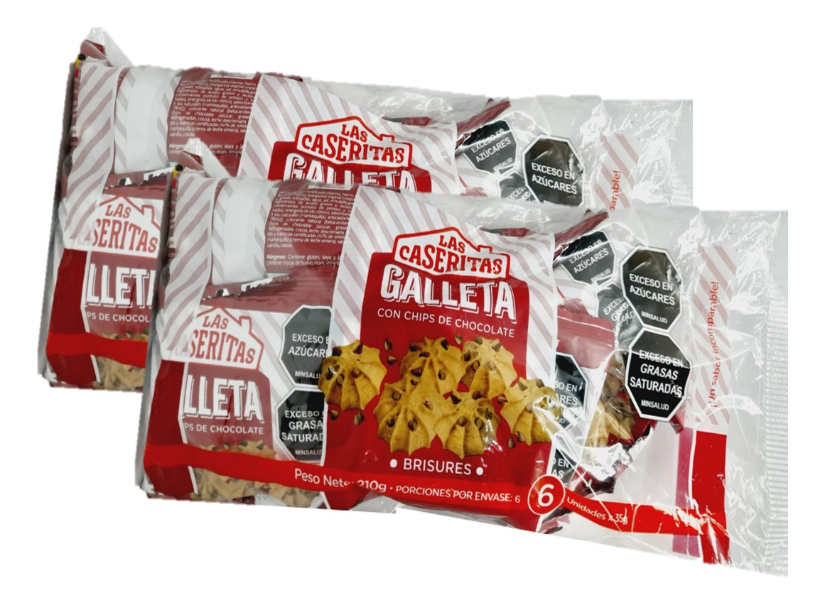 Galletas Caseritas Con Chips De Chocolate 2 Paquetes X 6 U