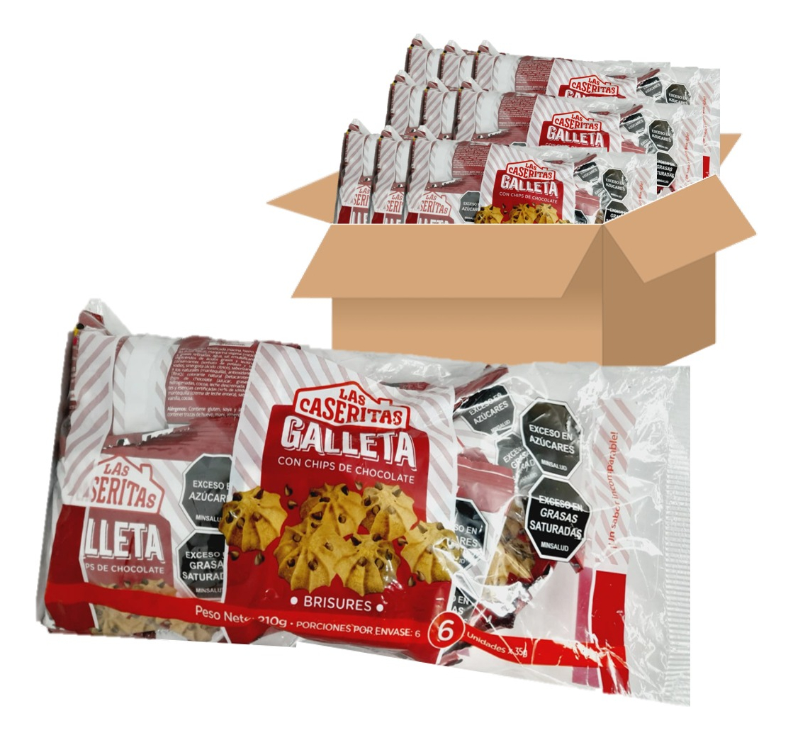 Galletas Caseritas Con Chips De Chocolate 9 Paquetes X 6 U