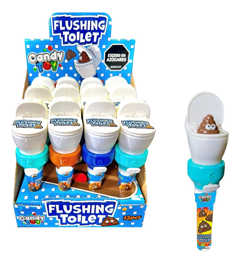 Dulces Caramelo Candy Toy Flushing Toilet X 12 Uds