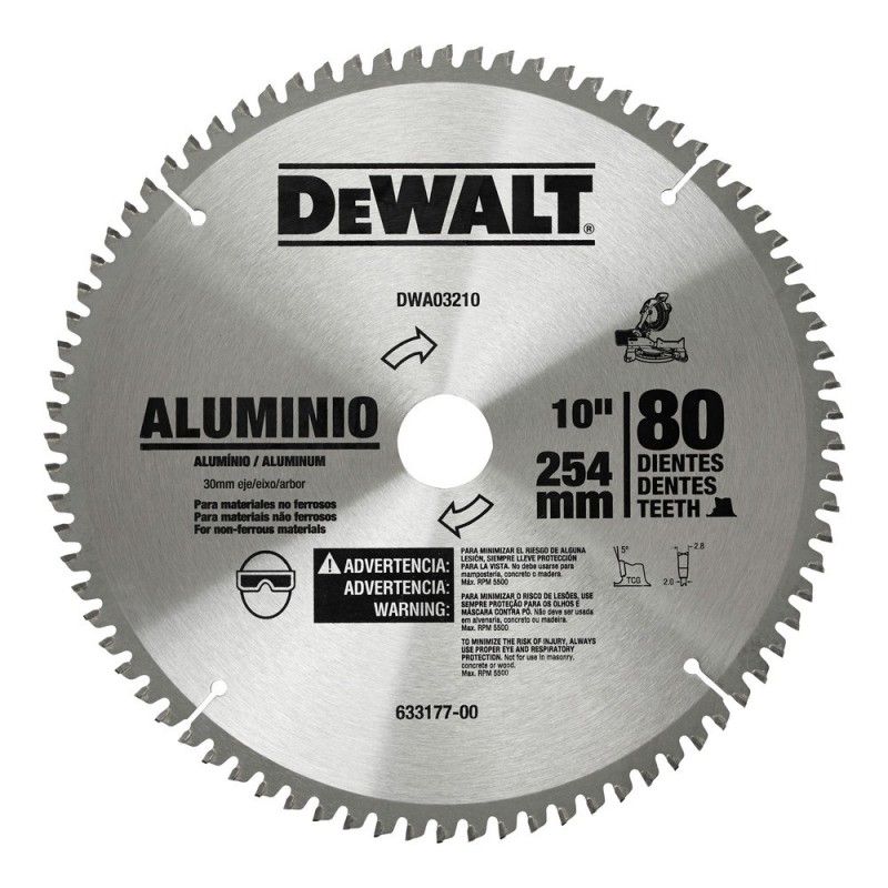 Disco De Sierra Corte Aluminio 10" X 80D Dewalt Dwa03210
