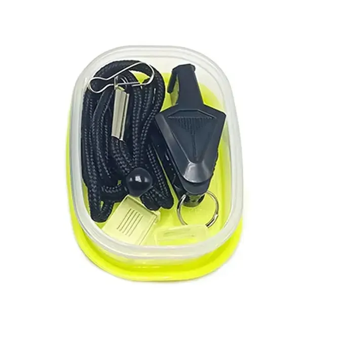 Silbato Pito Deportivo Profesional 3 Protectores Estuche Pro Color Negro