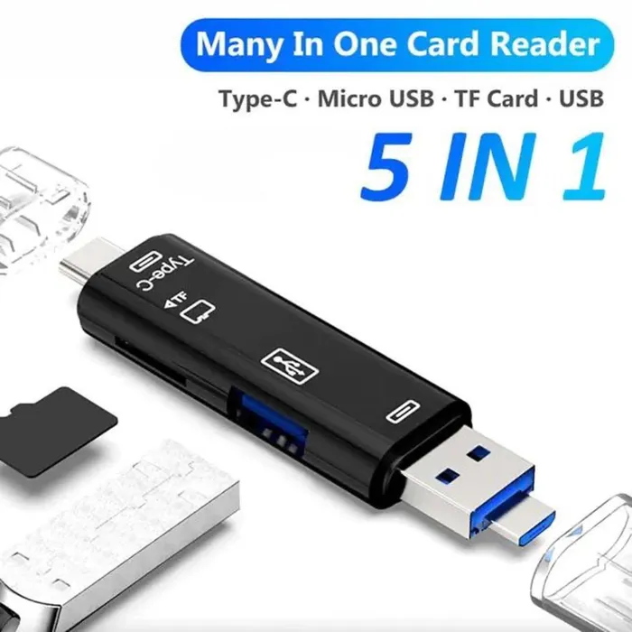 Adaptador Micro Usb Tipo C Micro Sd Computador Otg Tf 5 En 1