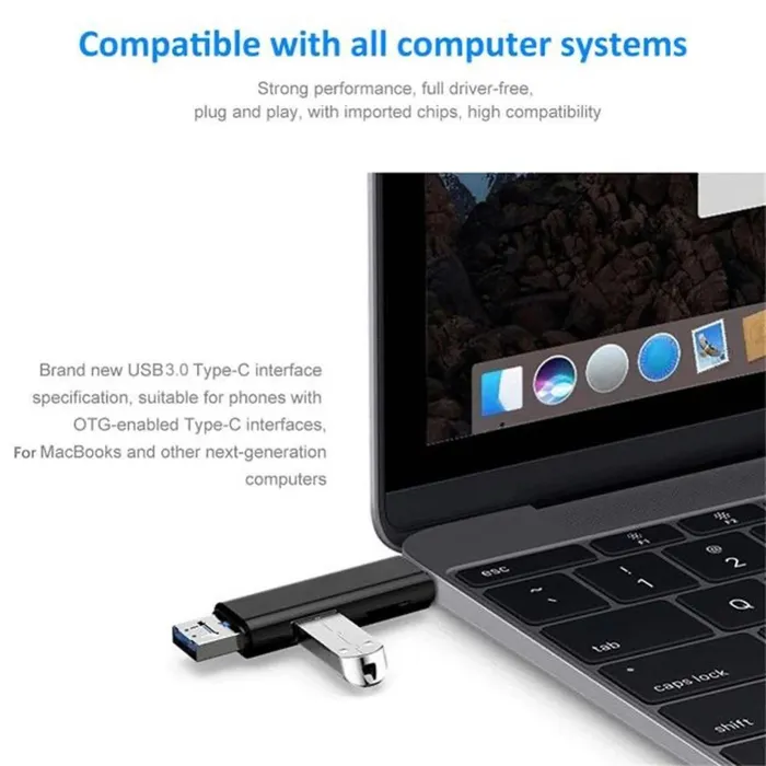 Adaptador Micro Usb Tipo C Micro Sd Computador Otg Tf 5 En 1