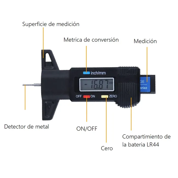 Medidor Calibrador Digital De Profundidad Llantas Carro Moto