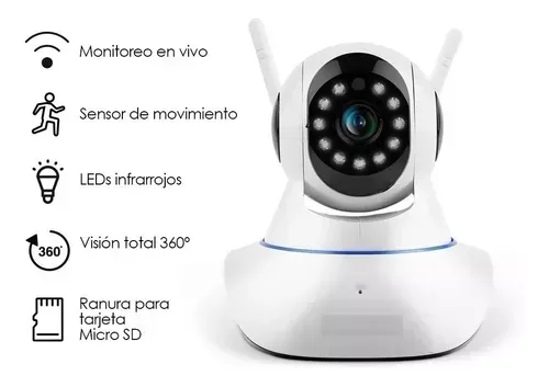Combo 2 Camaras 3 Antenas Tiempo Real Fhd Giratoria Seguridad