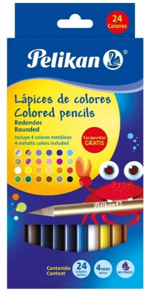 Colores  REDONDOS X 24 + TAJALAPIZ PELIKAN