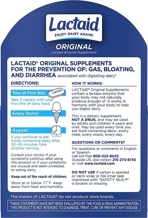Lactaid Original Strength Lactase Enzyme - 120 Caps