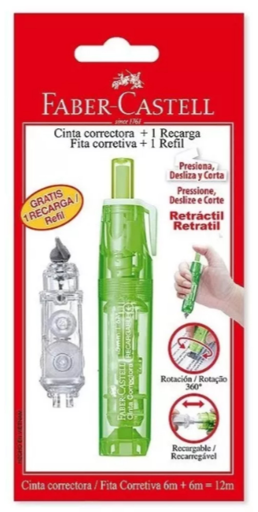 Cinta Correctora 6mm*6mt + Rpto Retractil Faber Castell Blister