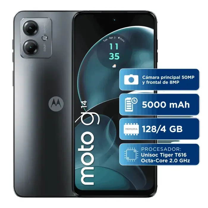 Celular Motorola G14 4Ram 128GB + Obsequio Audífonos Alámbricos 1Hora