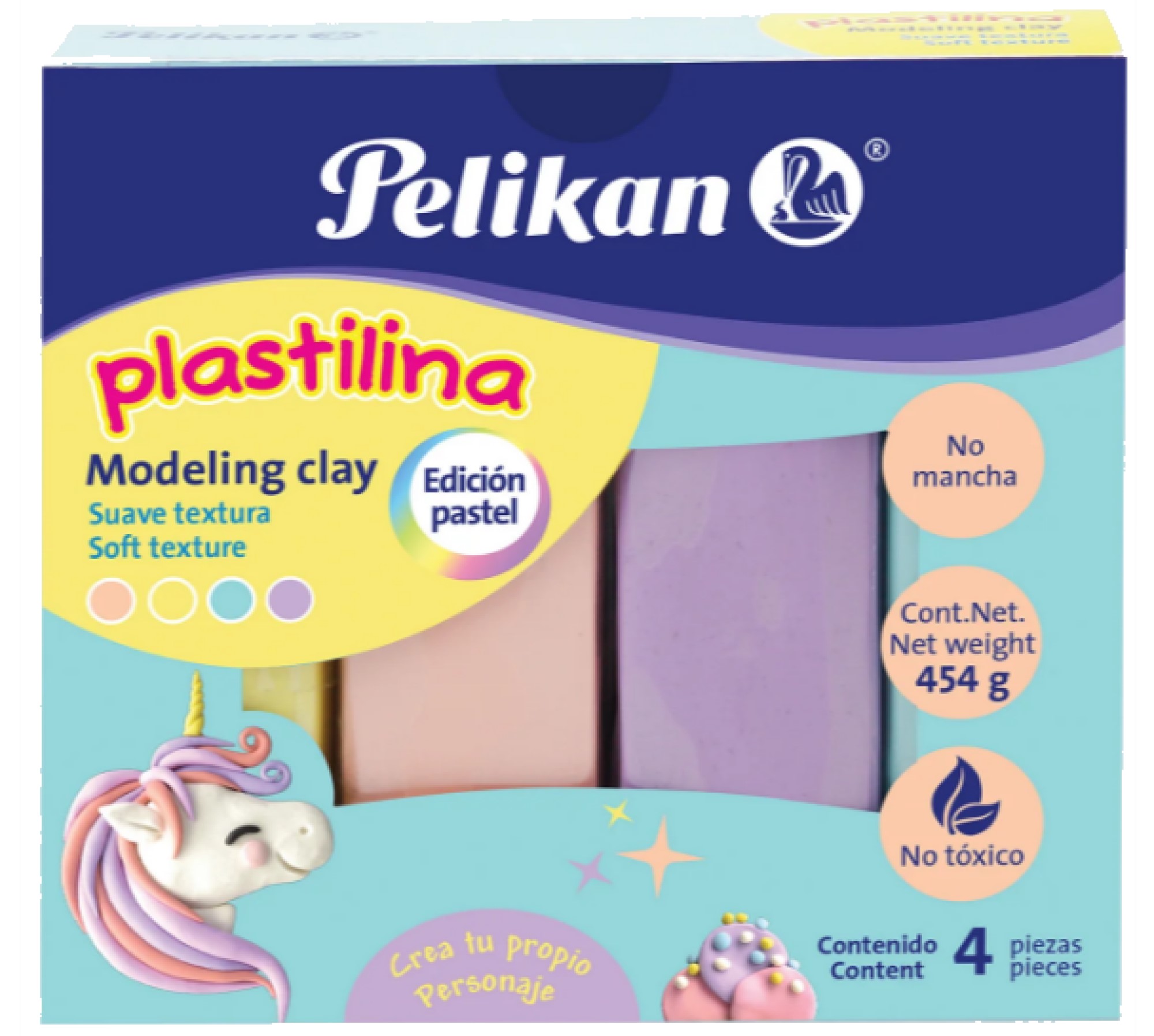 Plastilina Pastel x4 Und. 454gr Pelikan