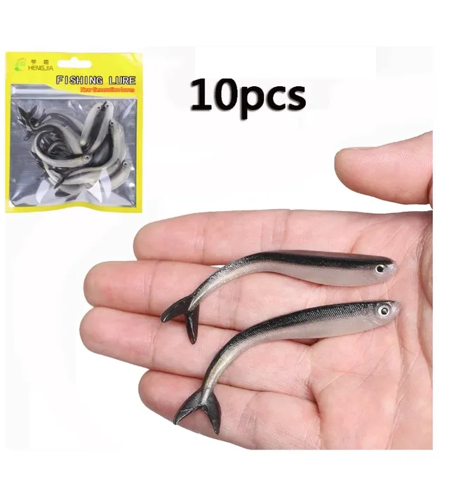 Señuelos De Silicona Para Pesca Realistas 8 Cm X 10 Unidades