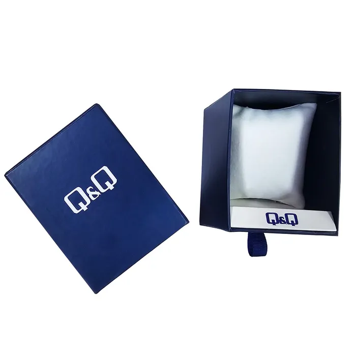 Reloj Para Hombre Q&q A190 A190-204y Plateado + Estuche